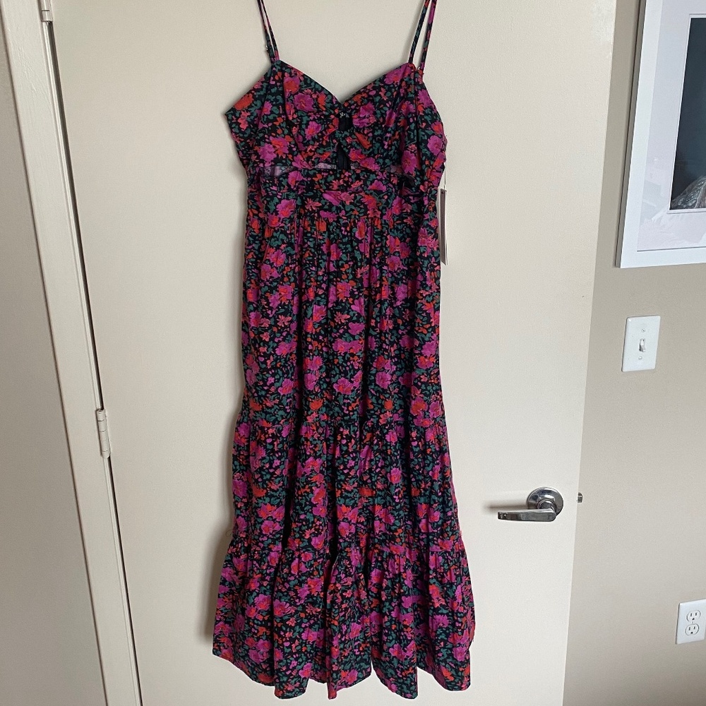 AQUA Cotton Floral Print Cut Out Dress - Picture 6 of 6